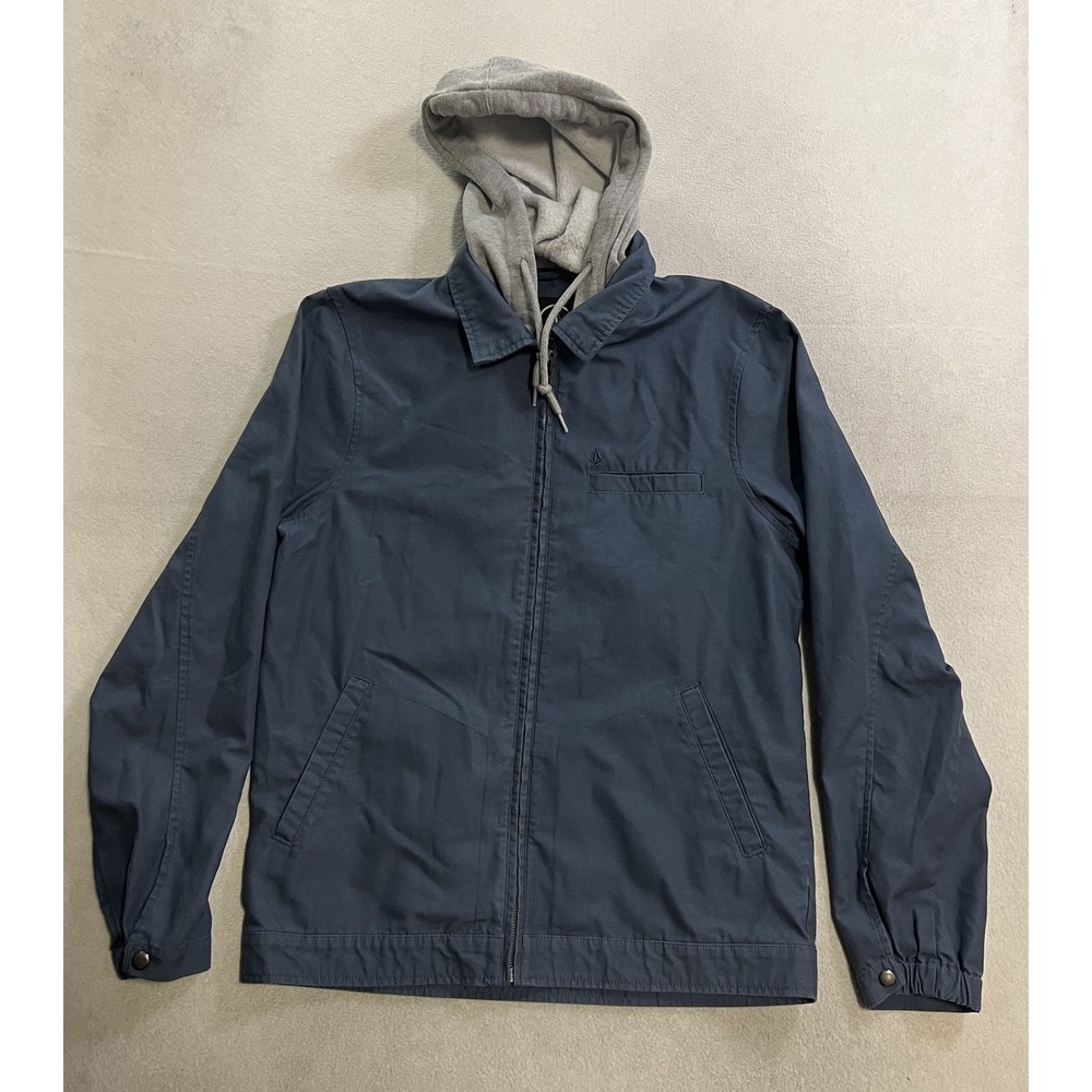 Volcom Warren Jacket Men's Size Medium Blue Hooded Chore Skater Coat